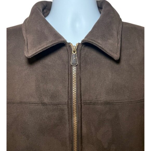 LL Bean Mens Large Brown Faux Suede Sherpa Lined Jacket Full Zip Heavy 0FKF4 - Picture 5 of 10